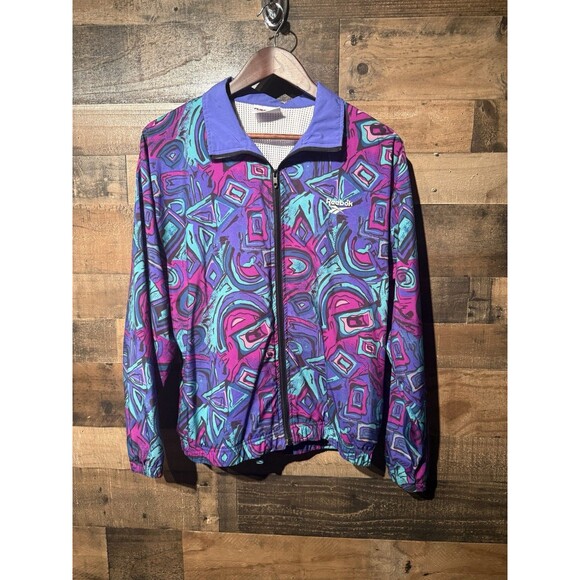 Reebok Jackets & Blazers - Vintage 80s 90s Multicolored Patterned Reebok Full Zip Windbreaker Jacket Y2K